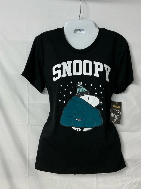 Peanuts Tops - Peanuts Black Graphic Tee with Snoopy Print Size XS